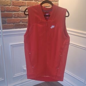 Nike Red Sleeveless Zip Vest with White Logo